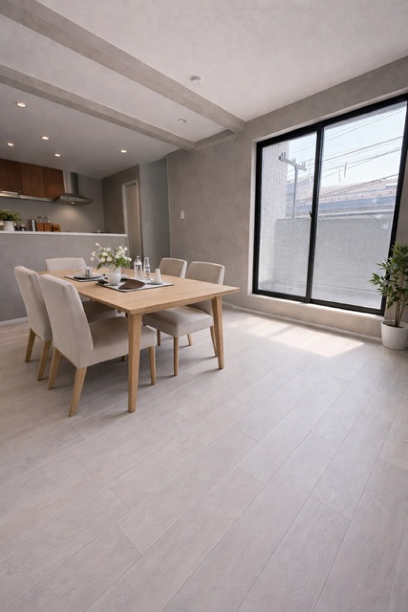 【リビング】床暖房付リビングダイニングキッチン※家具・植栽・小物はCG加工しております。床の色等、現況と異なる場合がございます。